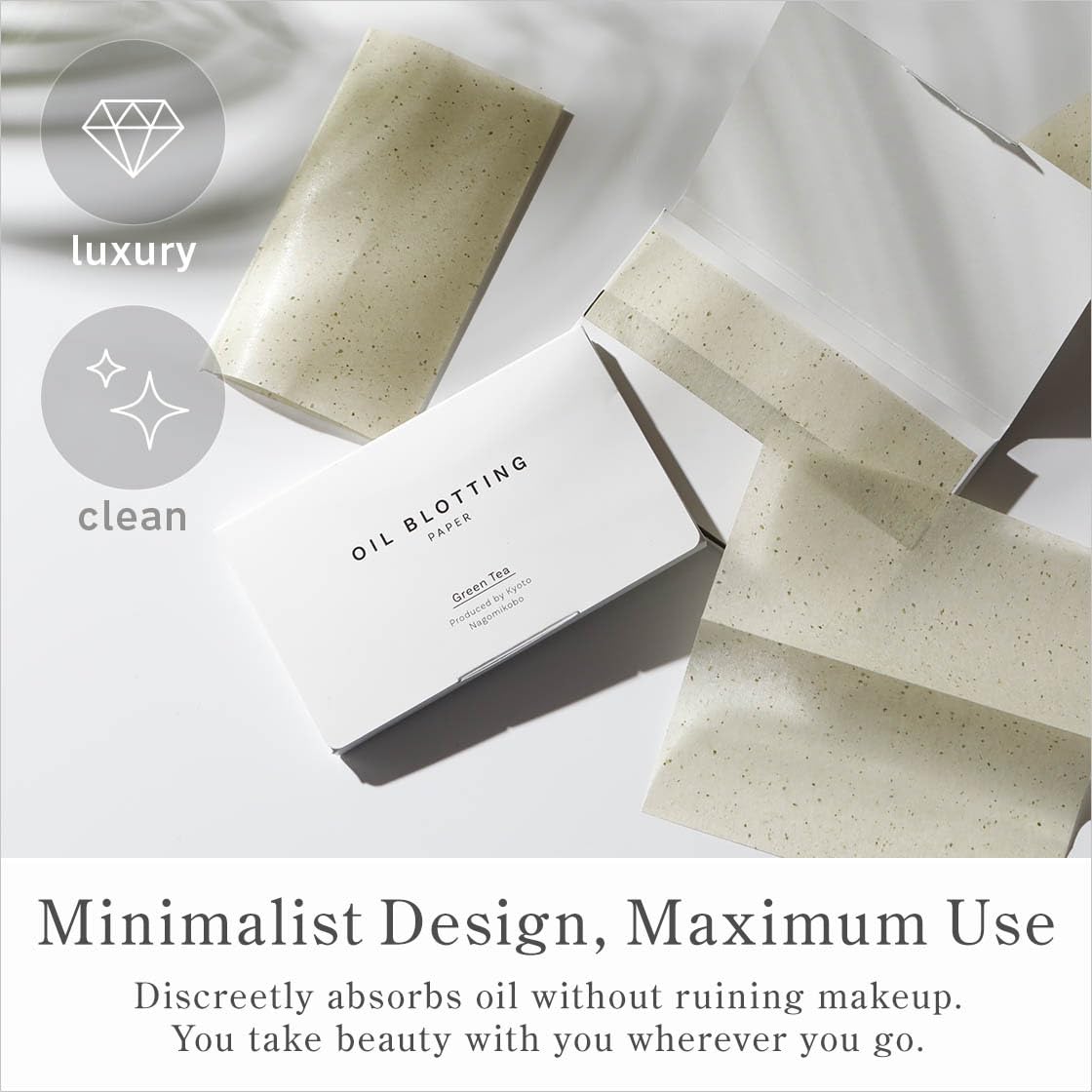 Oil Blotting Paper 100 Sheets, Pack of 1 – Premium Green Tea Face Blotting Sheets, Oil Absorbing Tissues in Japanese Washi, Easy-Dispense Pack, Made in Japan, Oily Skin Care & Makeup Essential