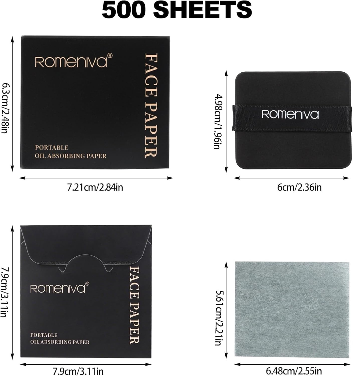 Oil Blotting Sheets for Face - 500 Sheets with Mirror & Puff | Super Absorbent Oil Control Film for Work, Gym & Events | Makeup-Friendly, Natural Blotting Papers for Oily Skin | Women, Men & Teens