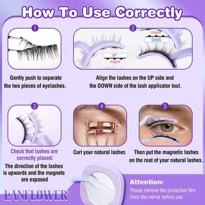 Magnetic Eyelashes with Applicator Natural Look Magnetic Lashes Reusable False Eyelashes Cat Eye Lashes with Magnets Easy to Use by Lanflower