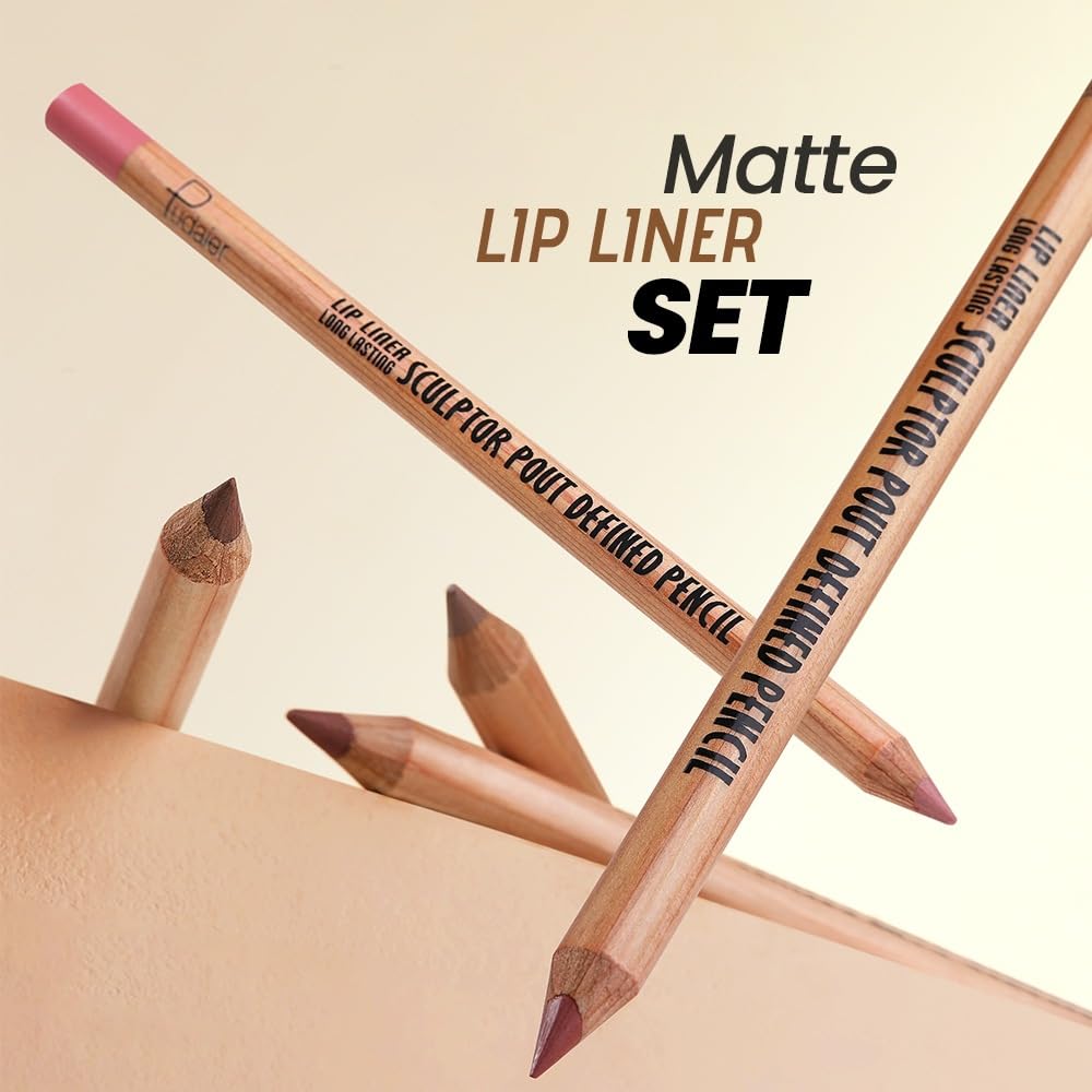 BestLand 6Pcs Rosy Nude Harmony Lip Liner Set, Long-Lasting Creamy Lip Combo Sets for Soft Pink, Rose & Mauve Nude Looks, Silky Smooth Formula, Smudge-Proof Definition for Fuller, Natural Ombre Lips
