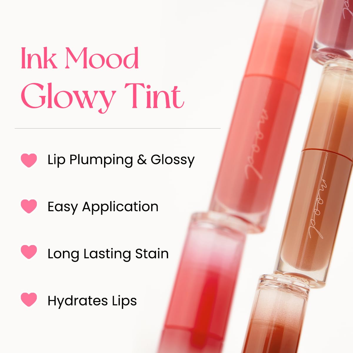 Peripera Ink Mood Glowy Tint | Lip-Plumping, Naturally Moisturizing, Lightweight, Glow-Boosting, Long-Lasting, Comfortable, Non-Sticky, No White Film (003 ROSE IN MIND)