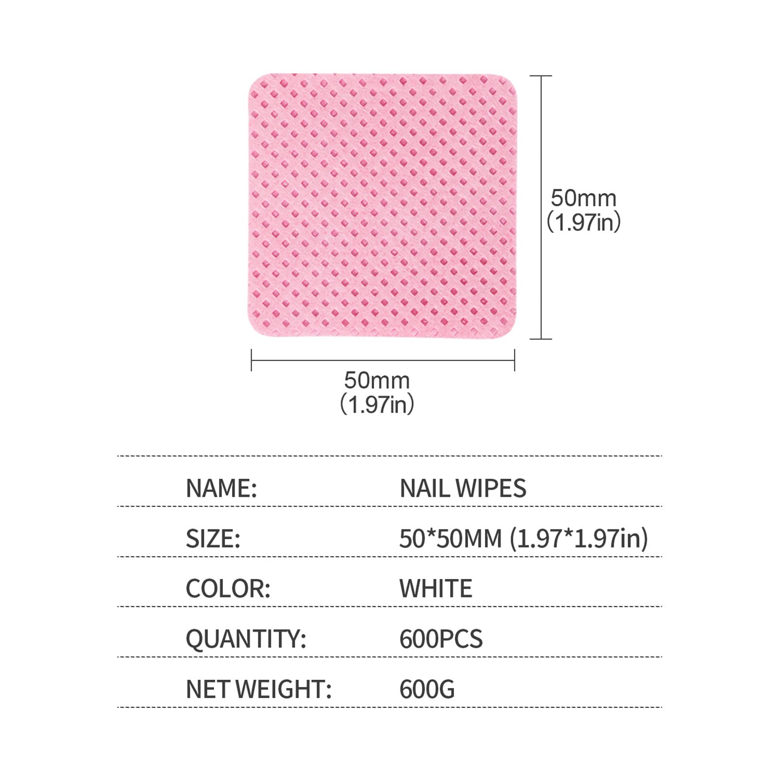 BLUERISE Lint Free Nail Wipes Nail Polish Remover Pads Soft Absorbable Eyelash Extension Glue Cleaning Wipes Pink 600pcs