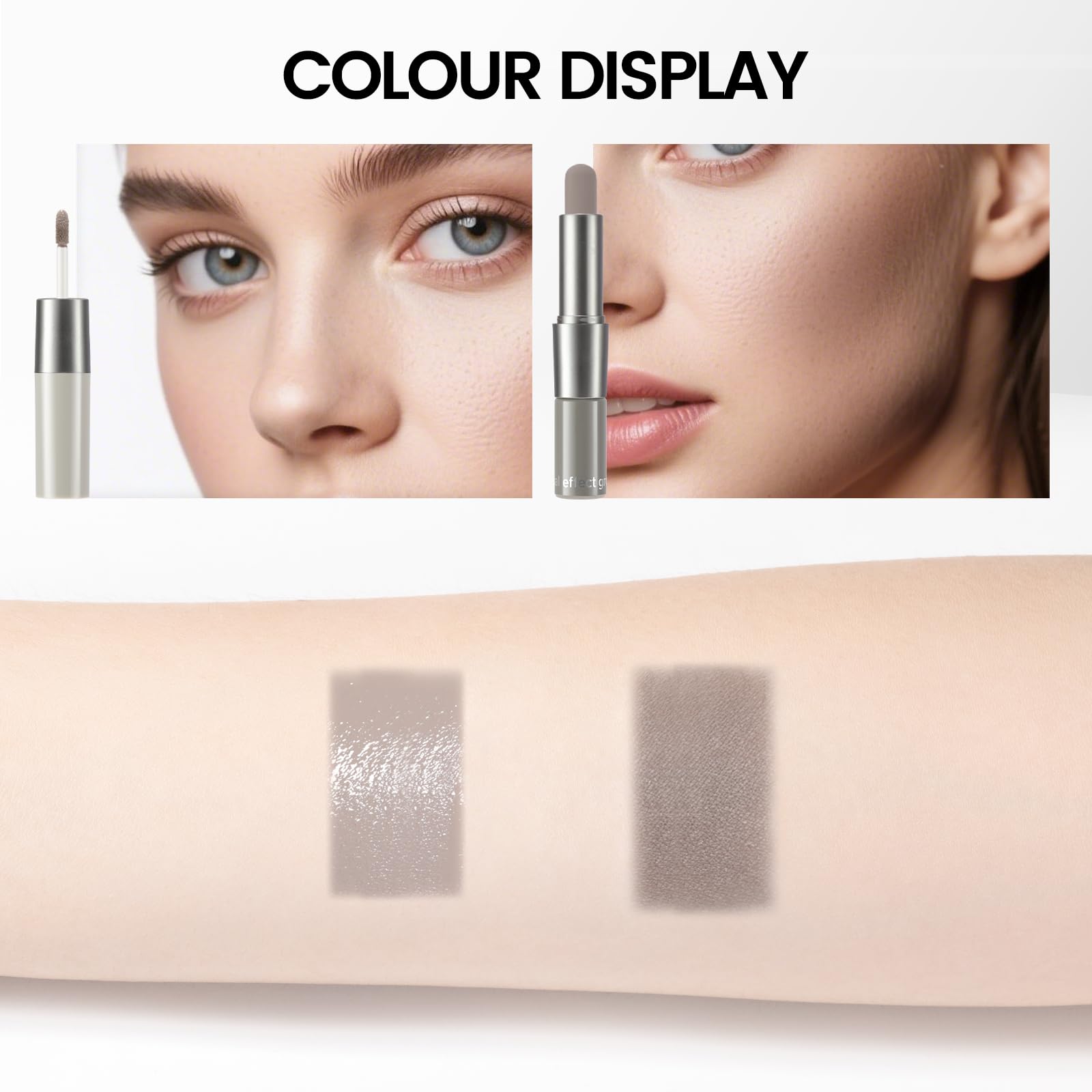 Noerrors Dual-Ended Cool Toned Cream Contour Stick, Liquid for Fair Pale Light Skin, Waterproof & Long Lasting Lightweight Blendable Easy Application, Matte Finish Grey Contour Face Makeup for Women