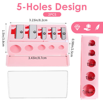 2 PCS Eye Pencil Sharpener, 5 Hole Makeup Pencil Sharpeners Eye Liner Sharpener Tool Lip Liner Pencils Eyeliner Makeup Eyeliner Pencils Sharpeners Cosmetic Tool Multiple Sizes, 5 Slot Black Pink