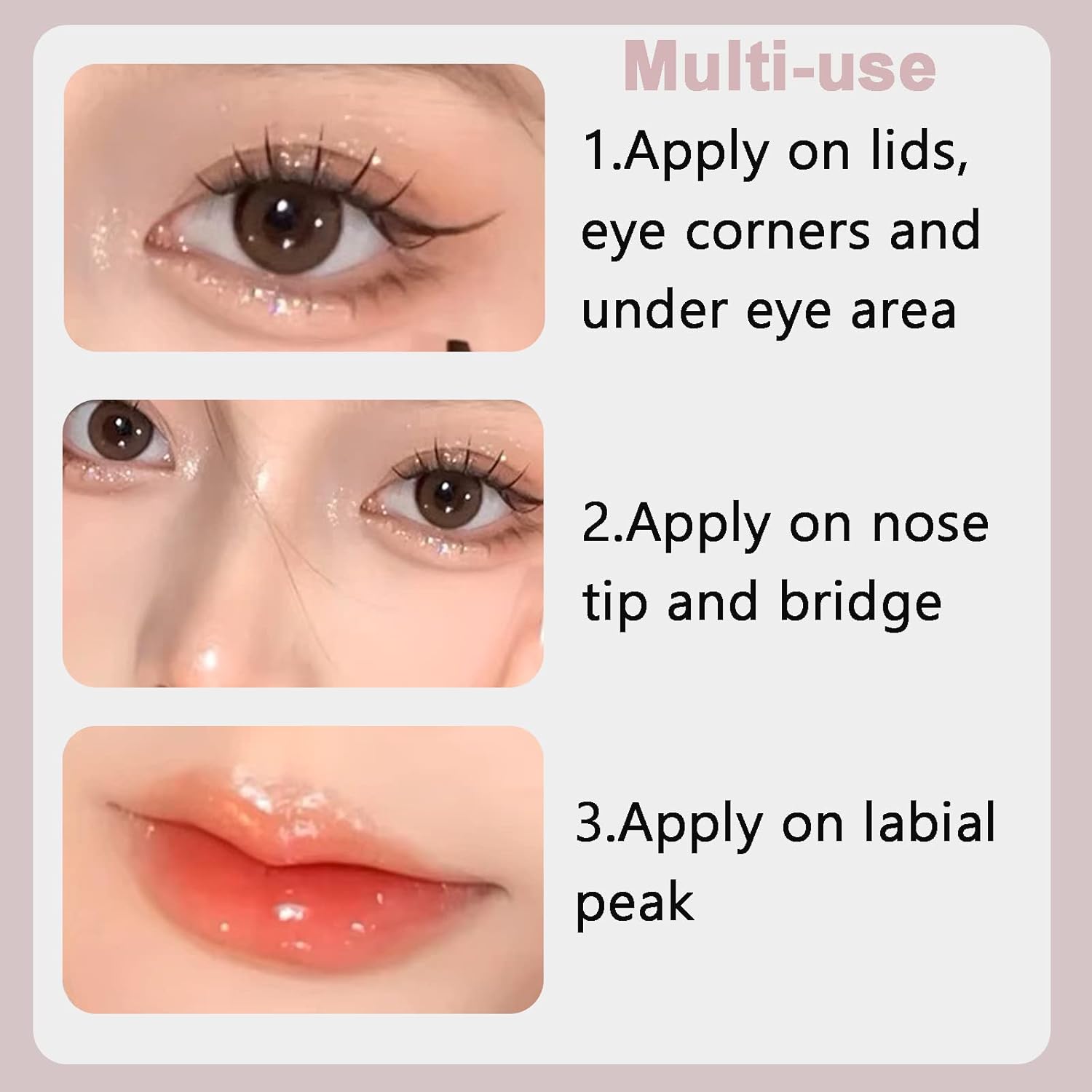 6Pcs Liquid Glitter Eyeshadow Eyeliner, Korean Makeup, Bling Under Eye Shadow, Shimmer Eye Make Up Valentine's Gift Set,Long Lasting,Quick Drying & Pigmented Loose Glitter Glue for Crystals Makeup