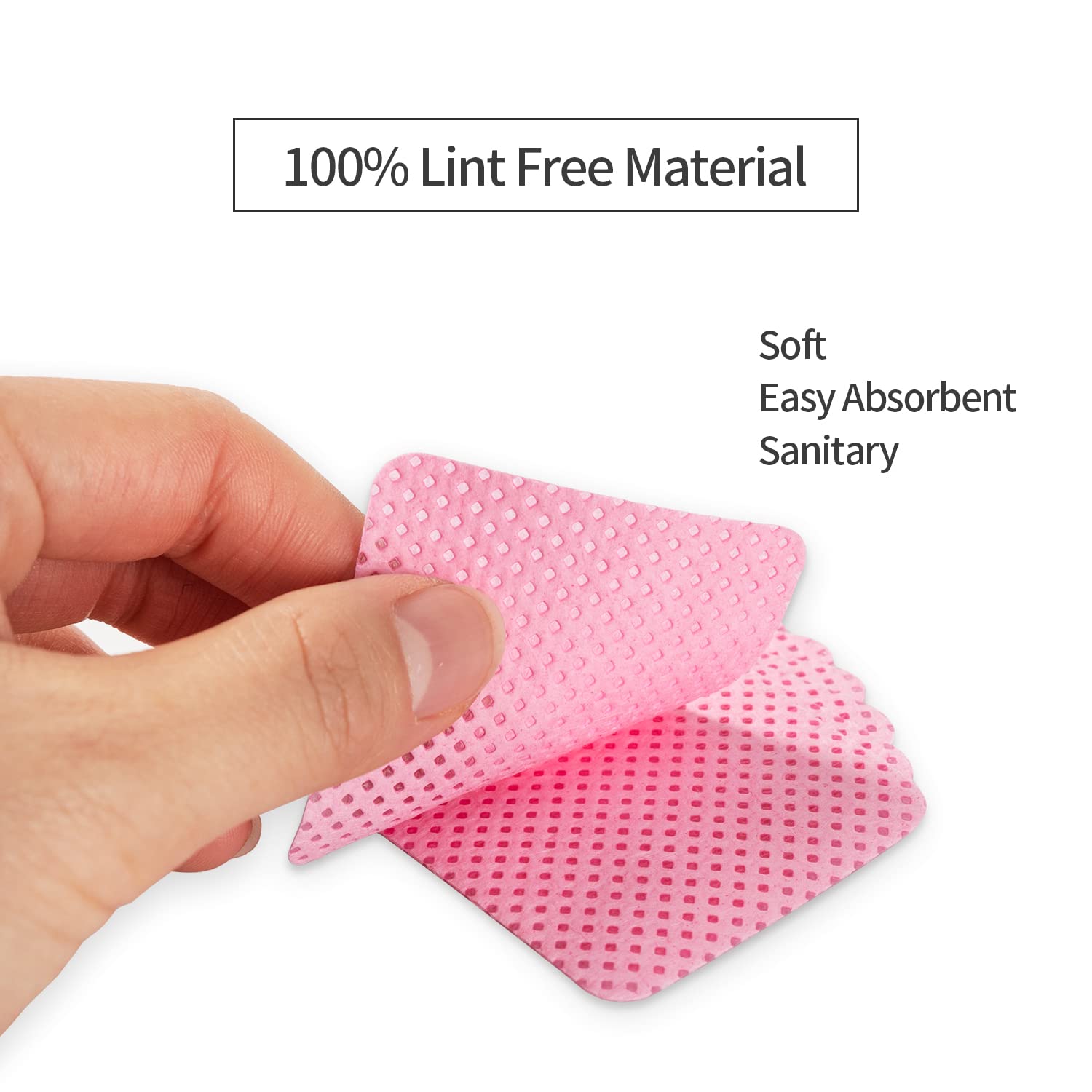 BLUERISE Lint Free Nail Wipes Nail Polish Remover Pads Soft Absorbable Eyelash Extension Glue Cleaning Wipes Pink 600pcs