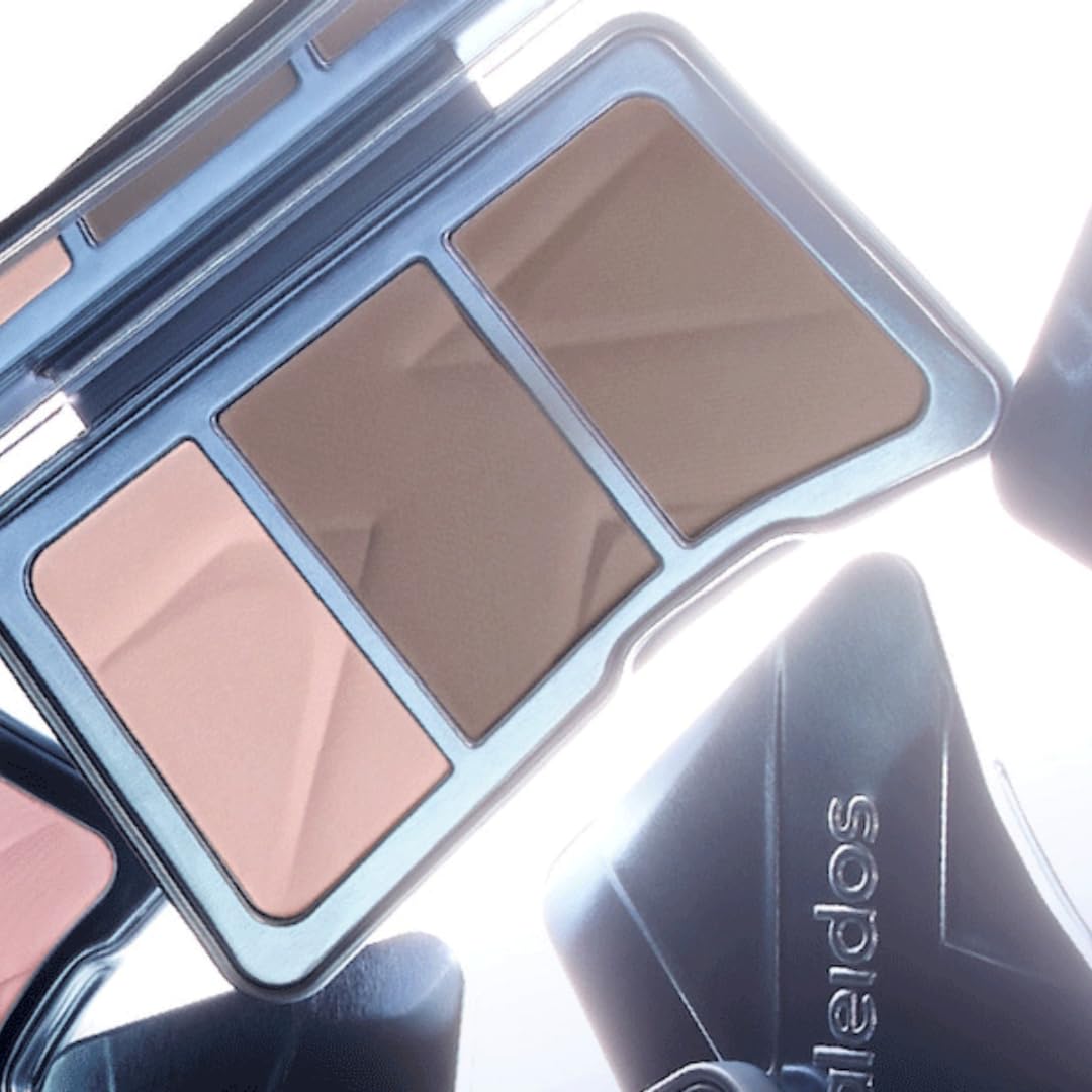 Kaleidos Tri-Color Contour Palette, Matte Nose Shadow Highlighter and Shading Powder with Brush, Natural Finish (S00 Fair, 13g)