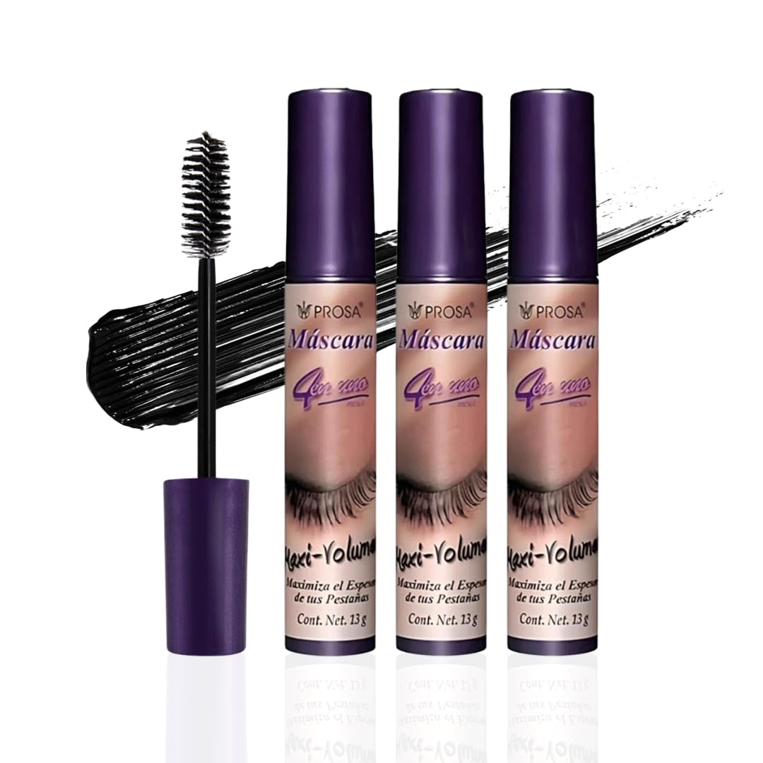 Prosa Mascara Set - Volume & Micro-Fiber - Waterproof Mascaras - Lengthening, Mexican Mascara, Smudge Resistant, Long Lasting, Clump-Free Formula for a Natural, Full Lash Look (3 Pack)