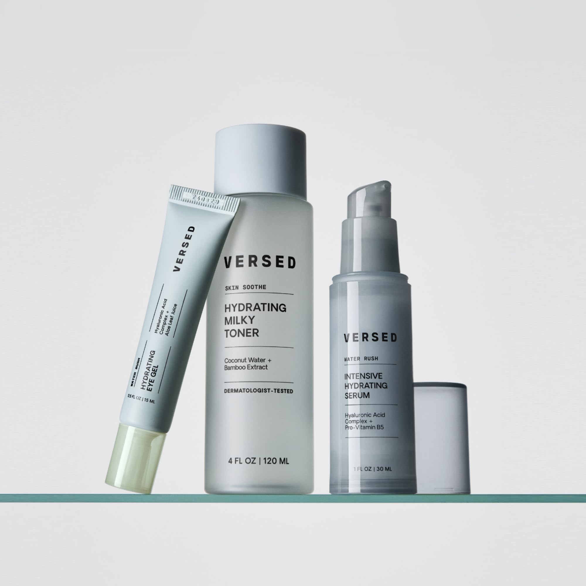 Versed Water Rush Intensive Hydrating Serum - Hyaluronic Acid Serums for Face with Vitamin B5 - Lightweight Face Serum for Dry Skin - Sensitive Skin-Approved & Clinially Tested (1 fl oz)