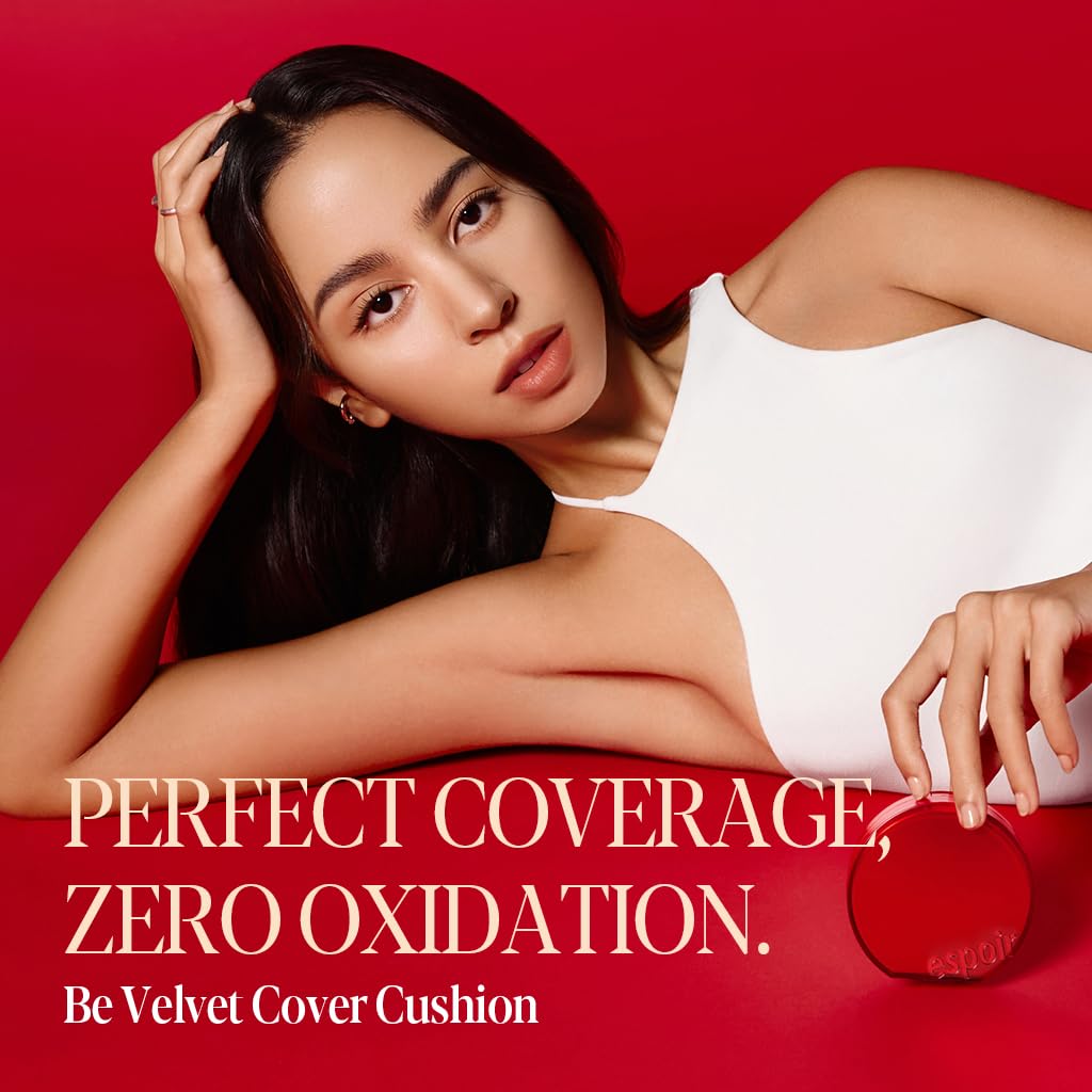 Espoir Be Velvet Cushion Foundation #22 Petal | Quick and Easy Coverage with Long-lasting Color by Zero Oxidation, Velvety Smooth Finish & Lightweight Formula, Vegan, Korean Makeup, 0.46 oz
