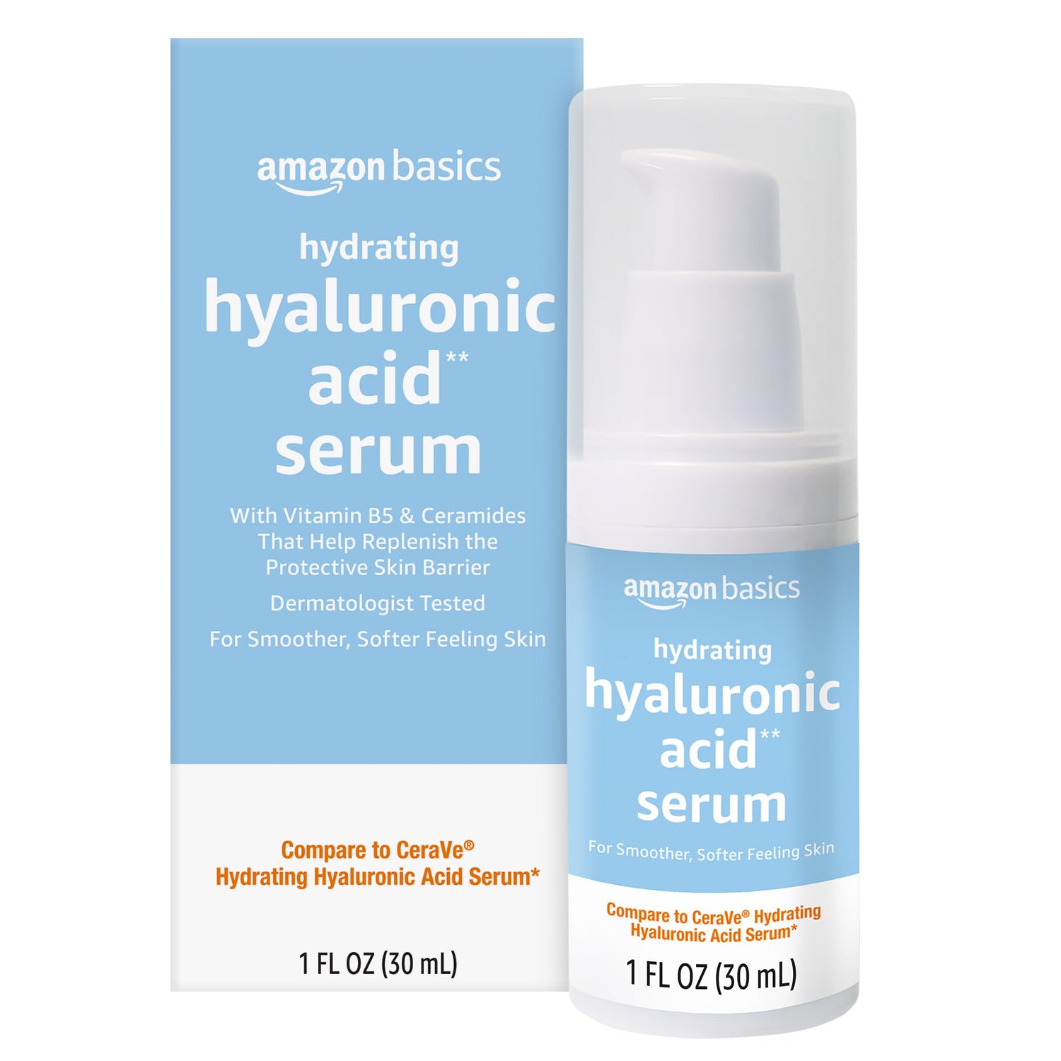 Amazon Basics Hydrating Hyaluronic Acid Serum with Essential Ceramides and Vitamin B, 1 Fluid Ounce
