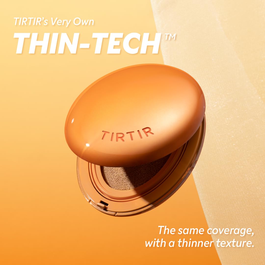 TIRTIR Mask Fit Ai Filter Cushion Foundation | AI-Like Semi-Matte Finish - Up to 72-Hour Medium to Full Coverage Korean BB Cushion Make up Beauty, #21N Ivory, 0.63 Fl Oz