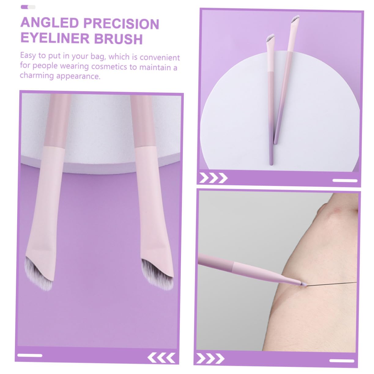 4pcs Angled Eyeliner Brush Eye Shadow and Brow Makeup Tools Soft Artificial Handle Practical for Precise Application and Easy Carry