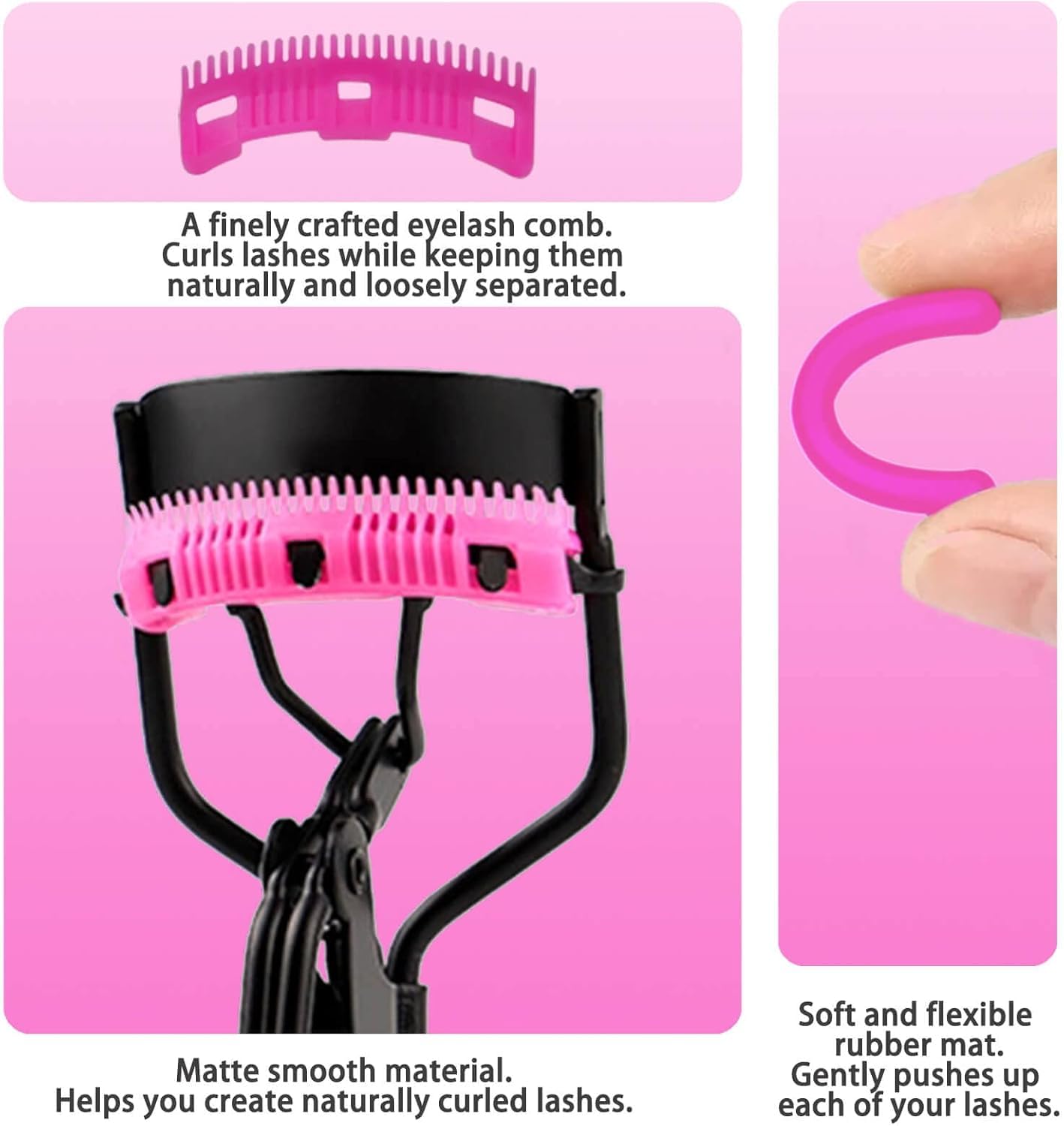 Eyelash Curlers Kit for Women Lash Curler, Eyelash Comb Seperator, 3 in1 Mascara Brushes, 4 Eyebrow Brush, 6 Silicone Refills Pads, 2 Eyelash Curler Replaces Comb Teeth