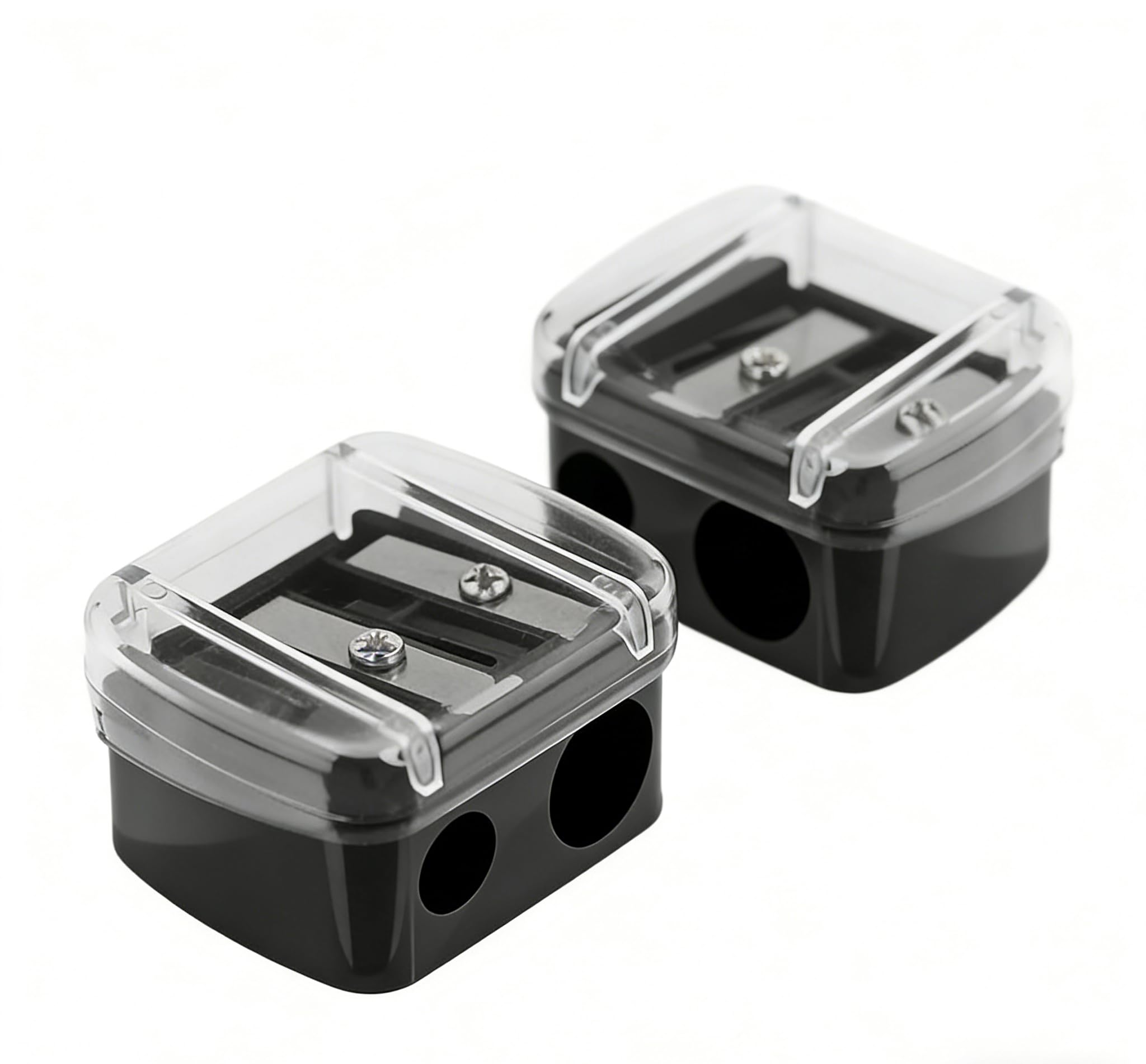 2Pcs Dual Hole Eyeliner Sharpener - Professional Makeup Pencil Sharpeners for Eyeliner & Lip Liner | Precision Blades, Compact Design
