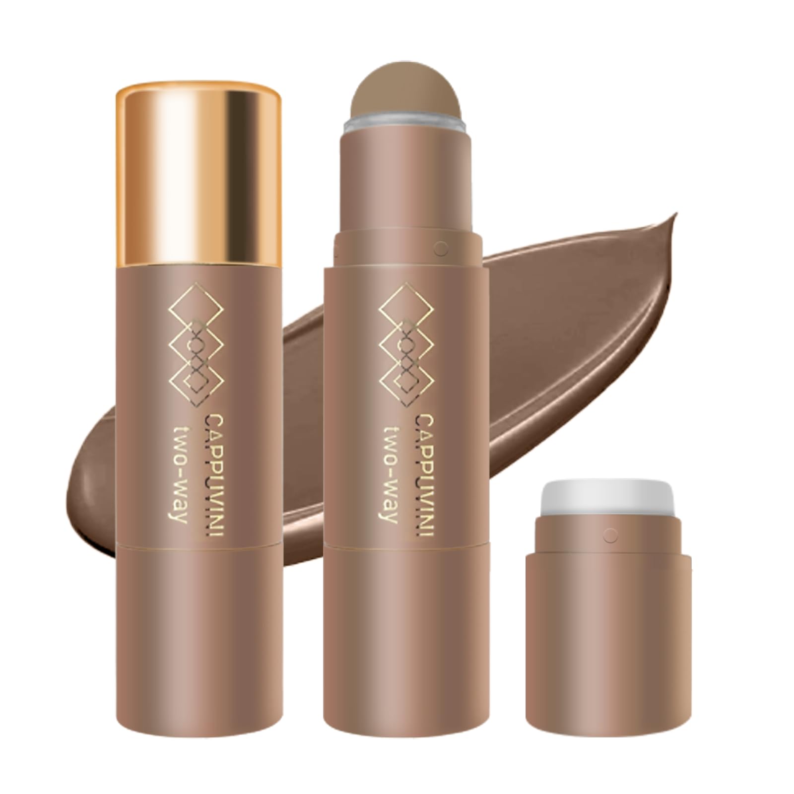 Cool Toned Cream Contour Stick for Fair Light Pale Skin, Grey Nose Contour Makeup Built-in Sponge, Smooth Long Lasting Bronzer, Blendable Lightweight Contouring Stick #01 Cool Ash Brown