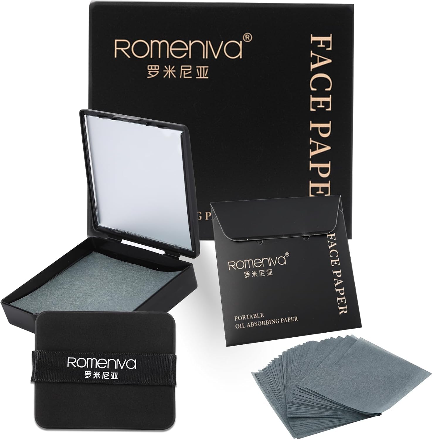 Oil Blotting Sheets for Face - 500 Sheets with Mirror & Puff | Super Absorbent Oil Control Film for Work, Gym & Events | Makeup-Friendly, Natural Blotting Papers for Oily Skin | Women, Men & Teens