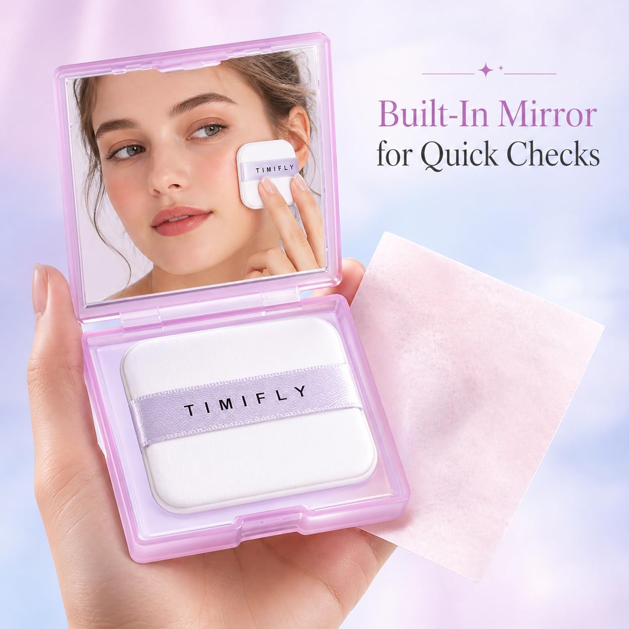 LTIYV Oil Blotting Paper for Face, 500 Sheets with Mirror & Puff, Multiple Refills, Absorbs Excess Oil Instantly, Natural Oil Control Film, Lavender