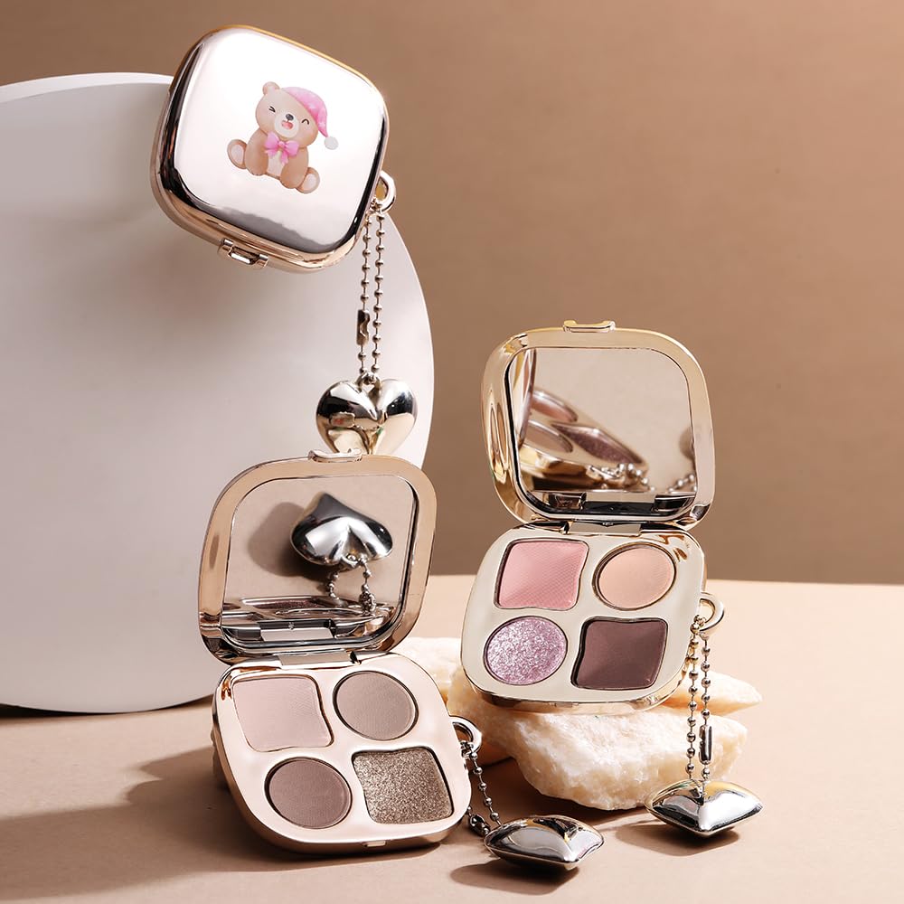 Multi-Finish Eyeshadow Palette, Matte Shimmer Metallic Eye Brightening Palette with Silky Smooth Powder, Fine Shimmer Duochrome Sparkle, Long-Lasting Blendable Shadows for Aegyo-Sal Highlight-2#