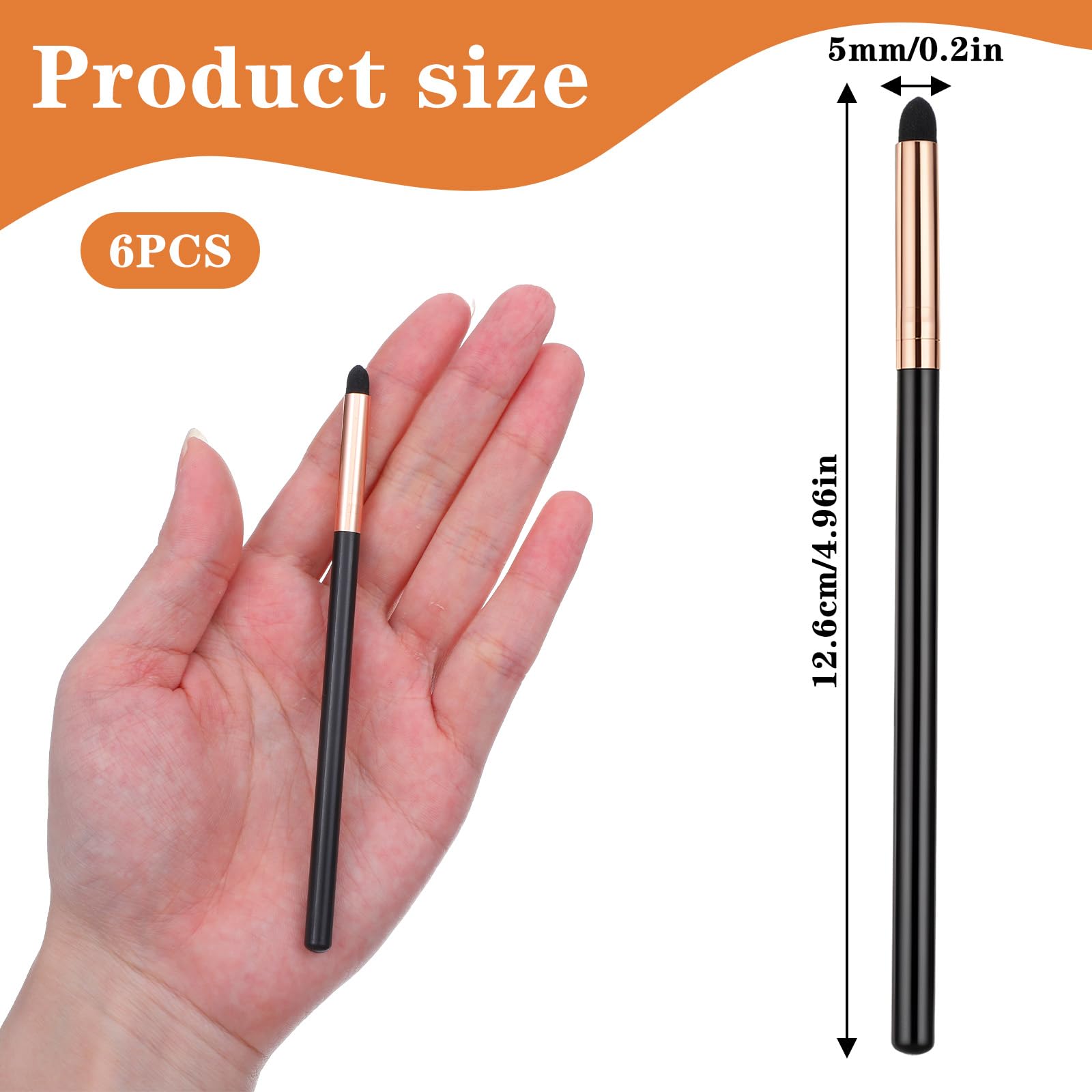 6Pcs Eyeliner Smudge Brush Set - Professional Sponge Blending Makeup Tool for Eyeshadow Eyebrow - Pencil Soft Makeup Tool Eyeshadow Blending Brush