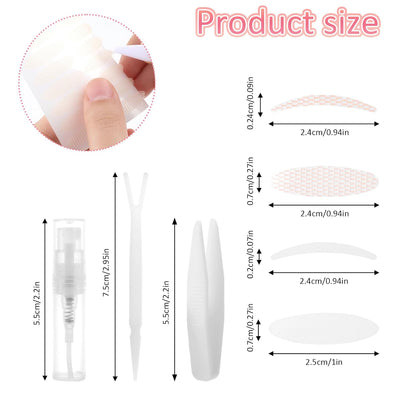 864PCS Double Eyelid Tape for Hooded & Droopy Eyelids - Invisible Lace Mesh Lift Strips, Waterproof, Natural Look, 4 Styles with Applicator Tool