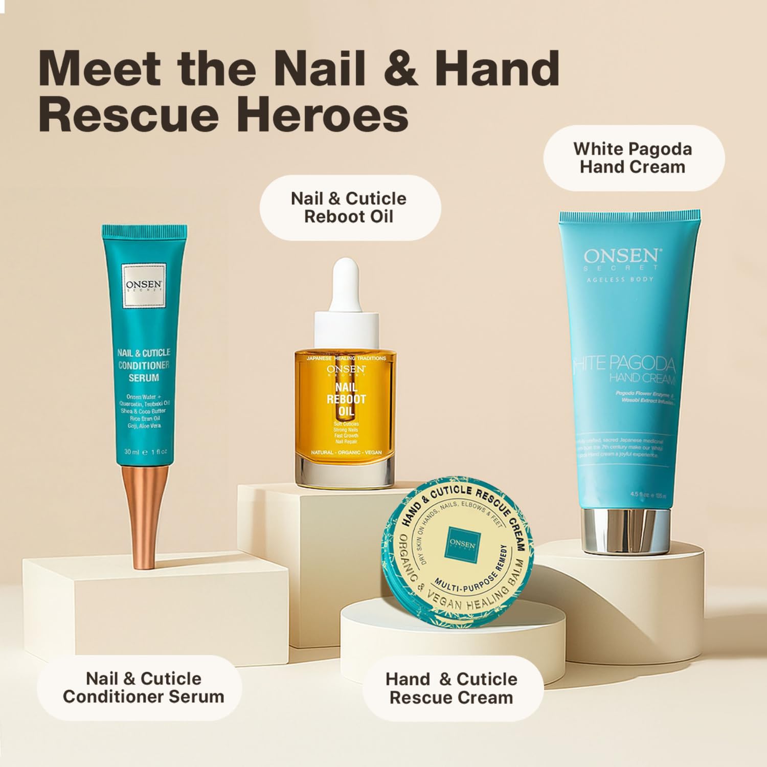 Onsen Nail & Cuticle Cream Treatment w/Japanese Tsubaki, Jojoba & Lavender Oil, Shea Butter – Strengthens Nails, Softens Cuticles - Daily Repair Care (1 Count/30 ml)