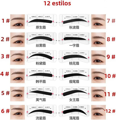 84/60 Pairs Lazy Quick Eyebrow Stickers 12 Styles Eyebrow Card Template Eyebrow Aids Guide Tattoos Makeup Tools Adjustable (84pcs)