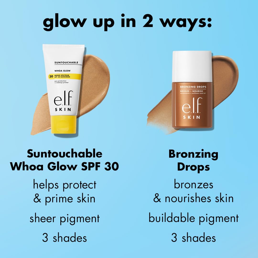 e.l.f. SKIN Bronzing Drops, Liquid Face Tinted Serum with Vitamin E & Sunflower Oil, Shimmer Finish, Vegan & Cruelty-Free, Pure Gold