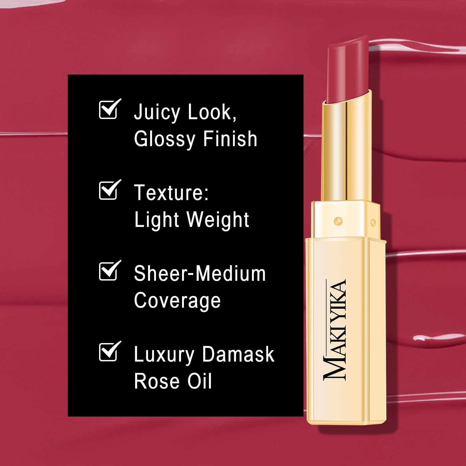 MAKI YIKA Moisture Berry Red Lipstick for Women Hydrate Tinted Lip Balm for Mother's Day Dry Cracked Lips Sheer Lipstick Lip Tinted Glossy Finish,MA057 Yummy Berry