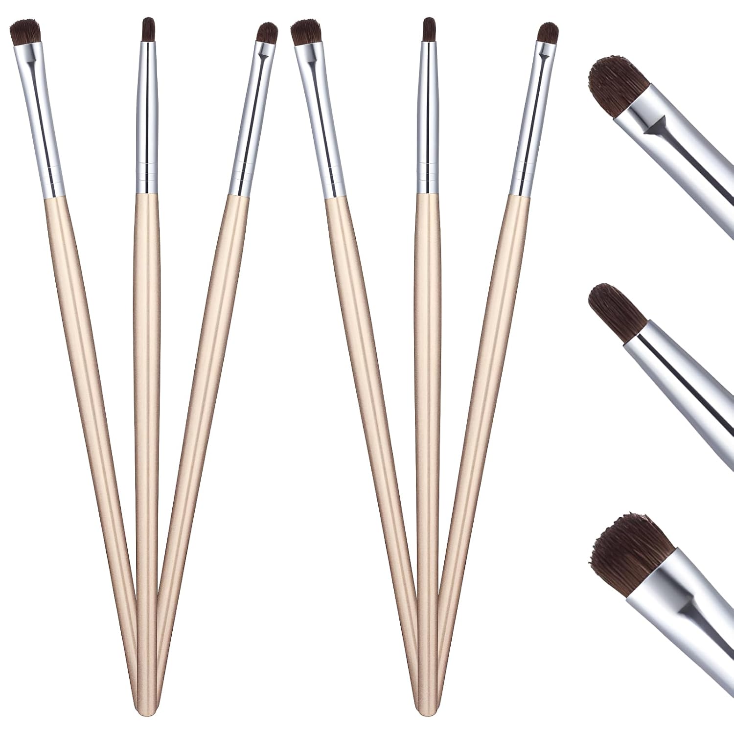 6 PCS Mini Eyeliner Smudge Brush Small Makeup Brush Eye Liner Brushes Fine Point Precision Eyeshadow Brushes for Gel Cream Liquid Concealer Eyeshadow