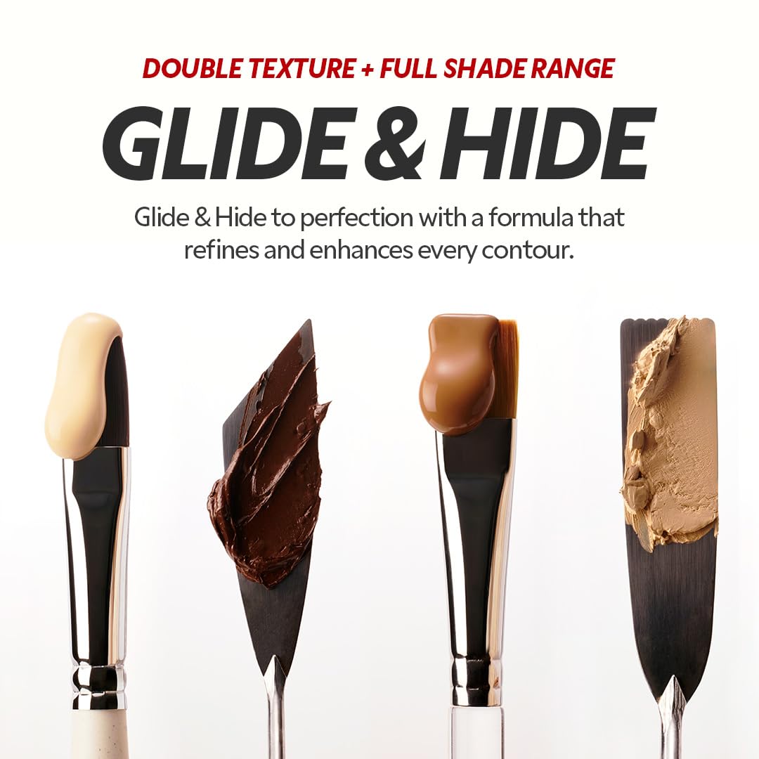 TIRTIR Glide&Hide Blurring Concealer - Creamy texture, Conceals dark circles and wrinkles, Dual formula (liquid tip & balm stick), Long-lasting wear, Korean Makeup, #8W, 0.28 Oz