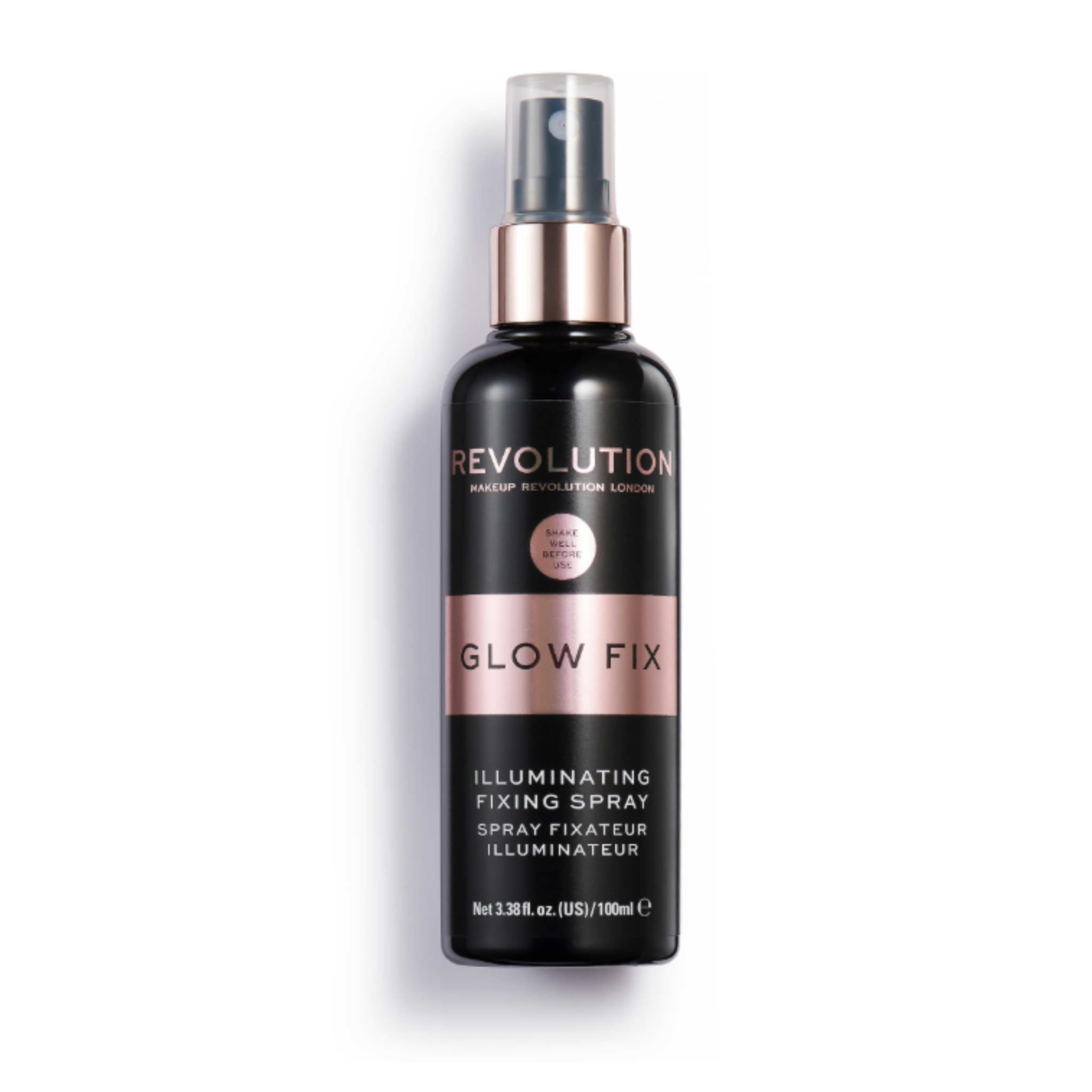 Revolution, Glow Fix Illuminating Fixing Spray, Makeup Setting Spray, Glowy Finish, Hydrating Long-Lasting Hold, Vegan & Cruelty-Free, 3.38 oz