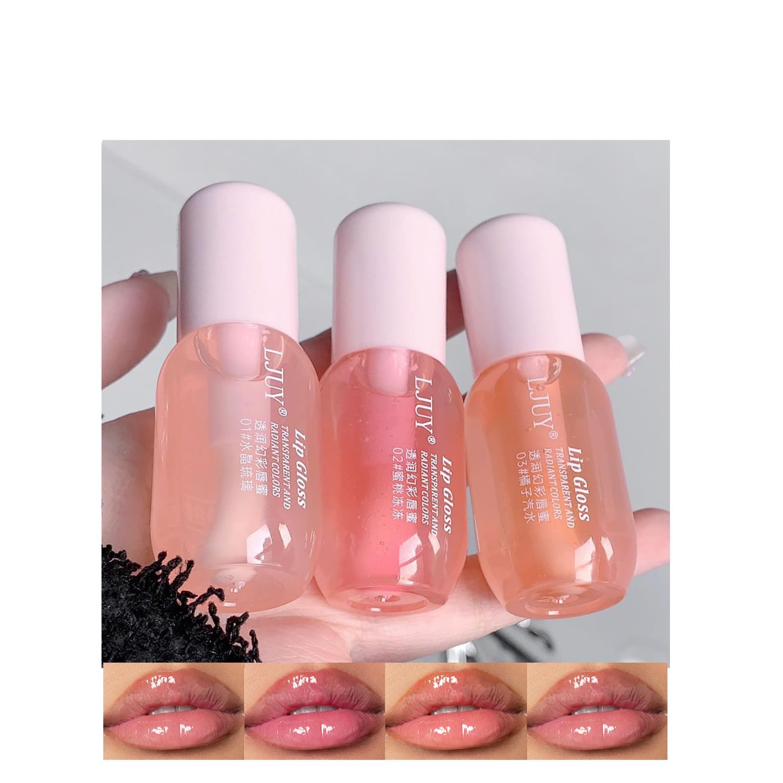 DENESTUP 3 Pcs Lip Gloss Oil Set, Mint Flavor Hydrating Lip Oil Glossy and Shiny Lip Primer Moisturizer Transparent Lipgloss for Women Girls (clear)