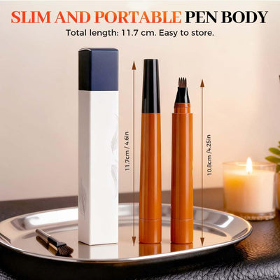 Microblading Eyebrow Pencil, Waterproof Four-tip Beard and Eyebrow Pen, Long-Lasting Brow Pen for Women, Natural Hair-Like Strokes 3D Eyebrow Makeup Pencil (Brown)