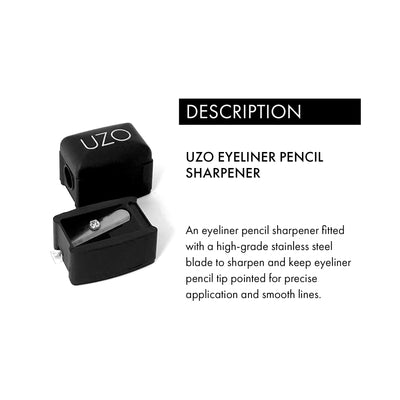 UZO Makeup Pencil Sharpener – Precision Sharpener for Eyeliner, Lip & Brow Pencils, Stainless Steel Blade, Removable Cover, Built-in Cleaning Pick, Travel-Friendly Design