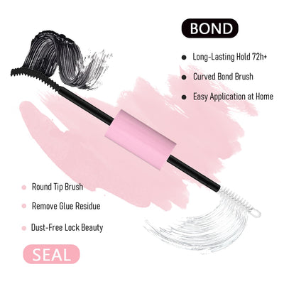 Lash Bond and Seal for Cluster Lashes,2 in 1 Black Cluster Lash Glue Waterproof Long-Lasting,DIY Eyelash Bond Strong Hold,Individual Lash Bond for Self-Application at Home