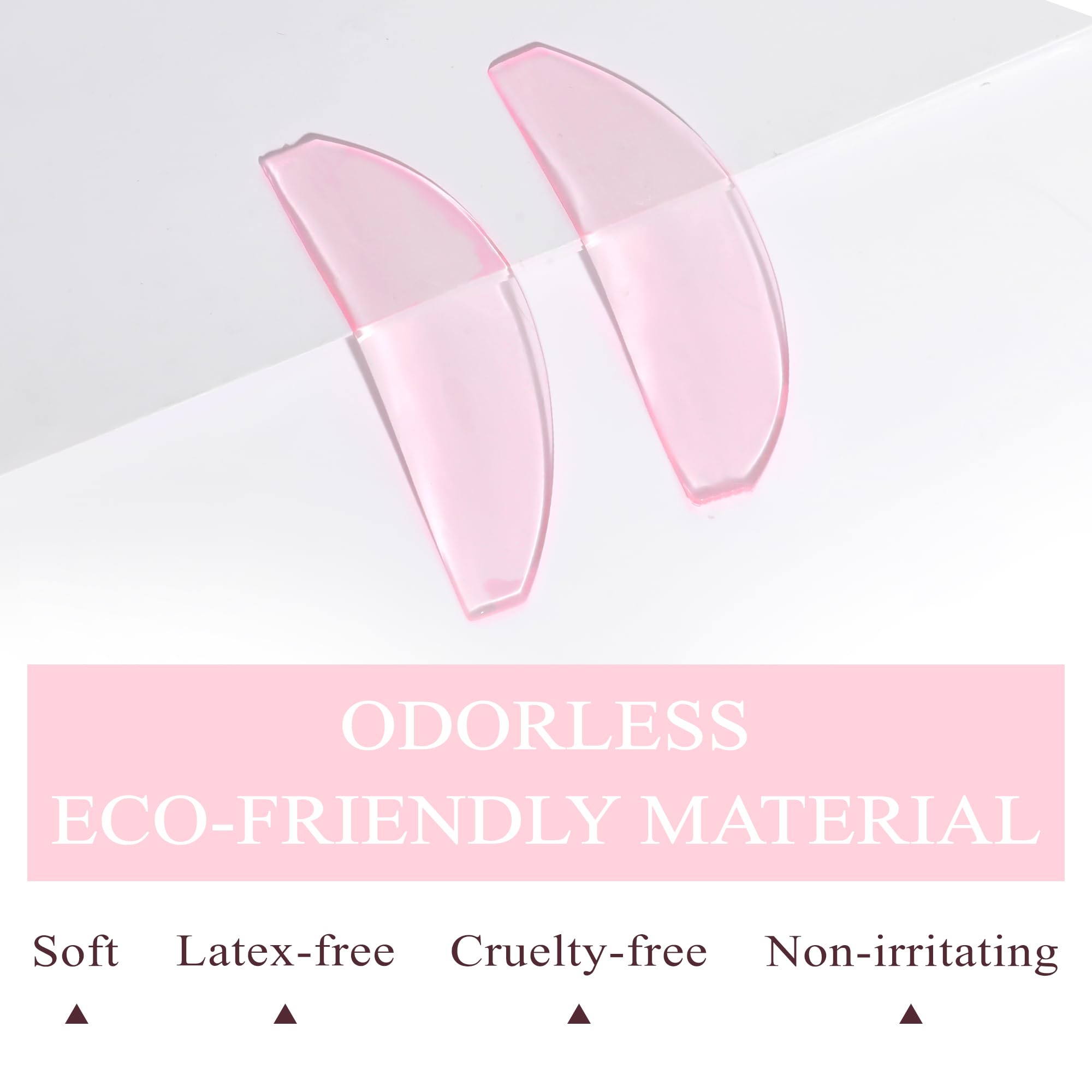 Eiodoni 4Pairs Lash Lift Shields Flat, 1mm Thin Rose Korean Silicone Lash Lift Pads, Super Sticky and Glueless Reusable Eyelash Lifting Rods for Perm, Lamination, Straightening, Salon Use