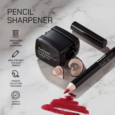 Radiant Professional Pencil Sharpener for Soft Pencils - Makeup Sharpener with Catcher for Lip & Eye Pencils