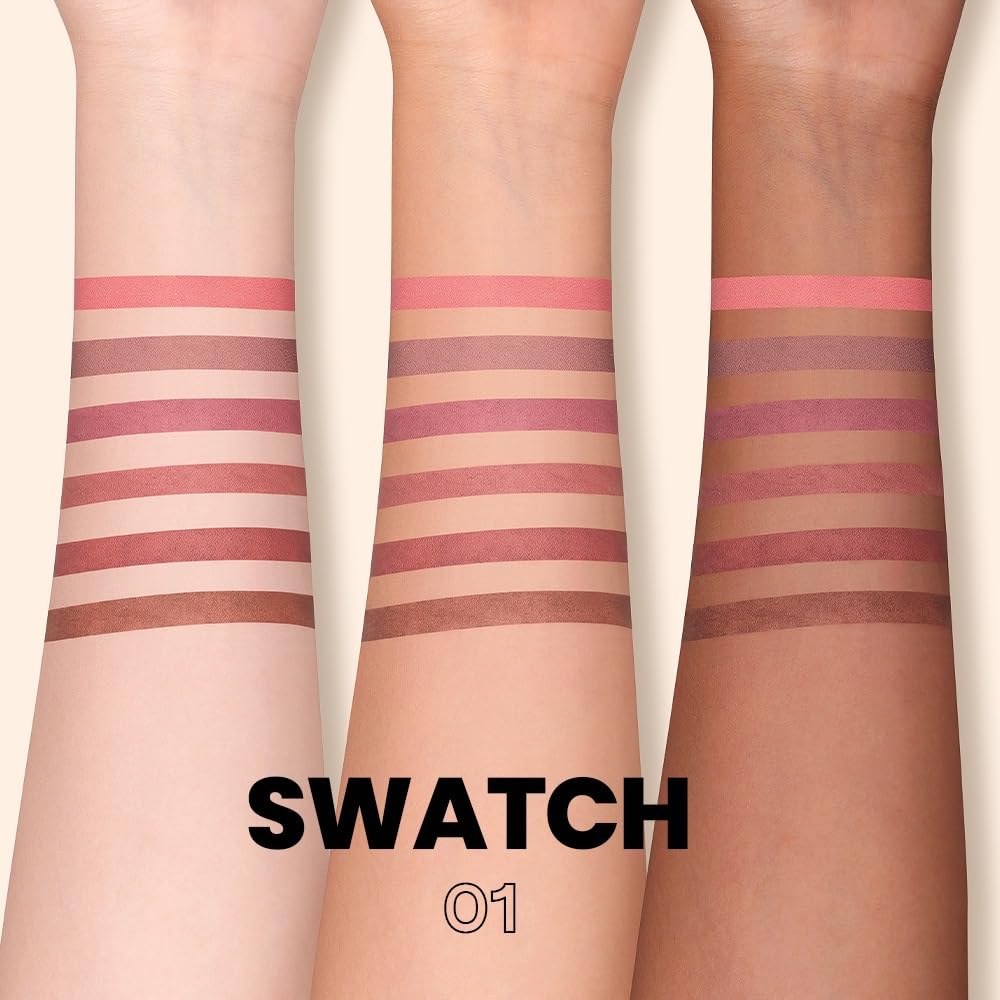 BestLand 6Pcs Rosy Nude Harmony Lip Liner Set, Long-Lasting Creamy Lip Combo Sets for Soft Pink, Rose & Mauve Nude Looks, Silky Smooth Formula, Smudge-Proof Definition for Fuller, Natural Ombre Lips