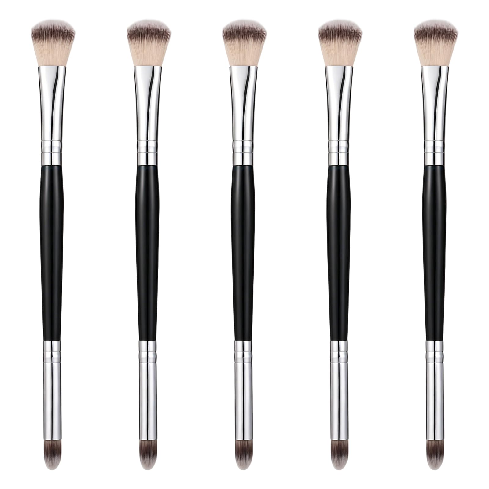 HJZHII 5 Pcs Eyeshadow Brush, Eye Makeup Brush Double Ended Eyeshadow Blending Brushes 2 in 1 Professional Blending Brushes for Concealer Eyebrows Eyeliner Makeup Tool