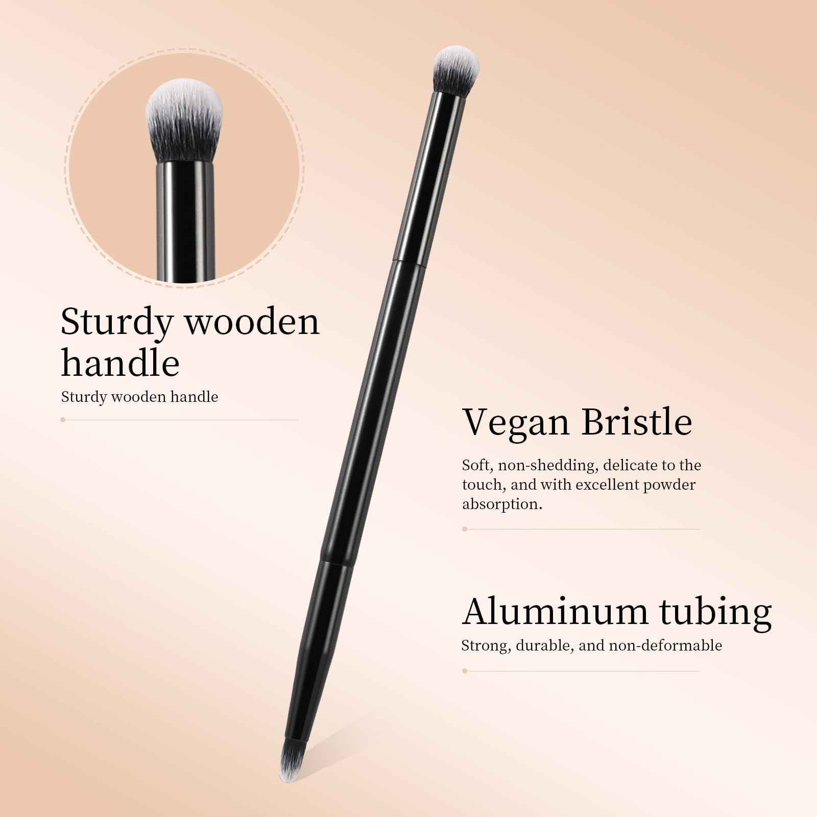 Double-ended Makeup Brush for Eyes, Professional Dual Ended Eye Shadow Blending Highlighter Brush, Small Travel Size for Cream, Liquid & Powder, Concealer & Highlighter Eye Make Up Brush (Black)