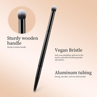 Double-ended Makeup Brush for Eyes, Professional Dual Ended Eye Shadow Blending Highlighter Brush, Small Travel Size for Cream, Liquid & Powder, Concealer & Highlighter Eye Make Up Brush (Black)