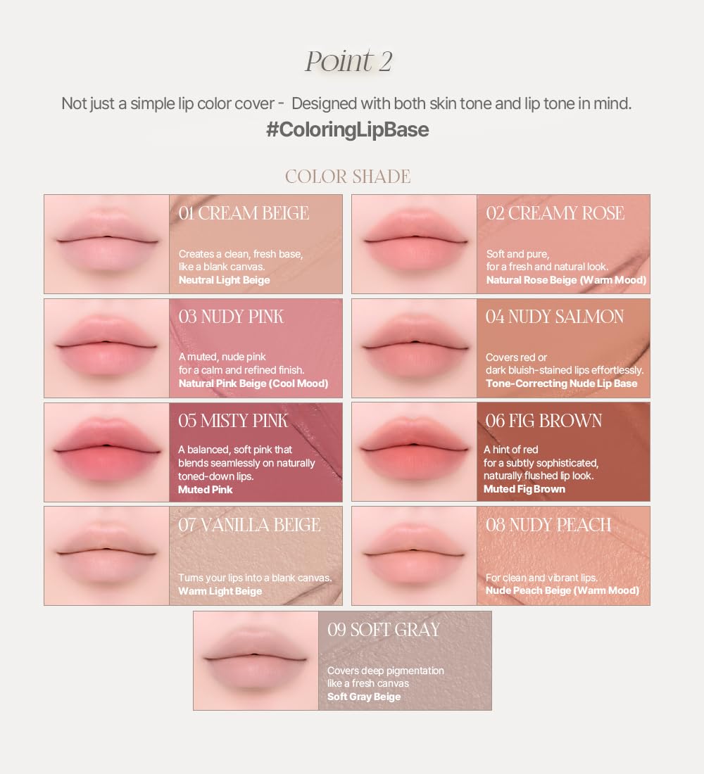 Heart Percent Dote On Mood All Cover Lip Base, Comfortable & Flawless Lip Tone & Texture Correction w/Lightweight Texture, #07. Vanilla Beige