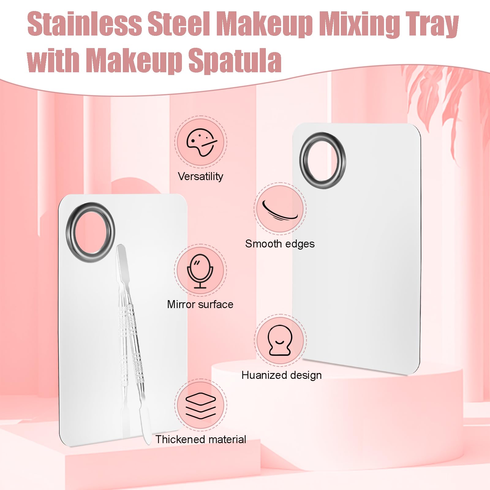 4 Pcs Makeup Spatula Set, Stainless Steel Cosmetic Makeup Palette, Korean Mixing Palette Foundation Cosmetic Skin Care Tool