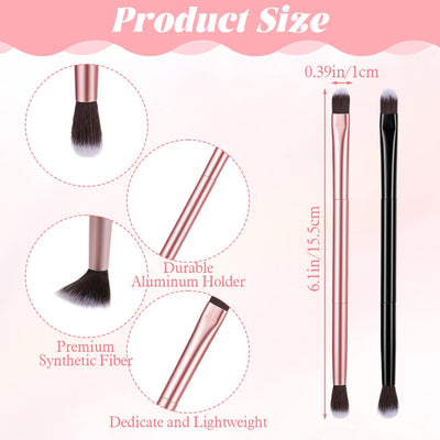 10 PCS Eyeshadow Smudge Brush Double Ended Makeup Brushes for Blending and Shading Small Soft Pointed Foundation Applicator for Concealer Eyeliner Crease (Rose Gold, Black)