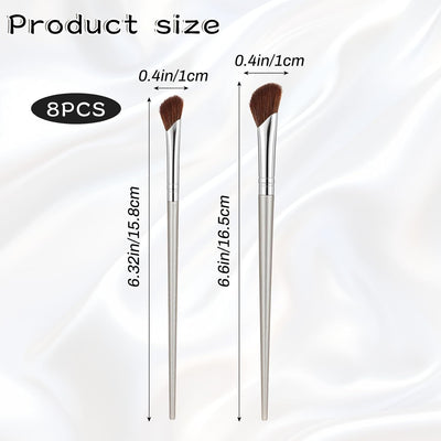 8Pcs Nose Contour Brush Eyeliner Brush Set Ultra Thin Angled Concealer Brushes Soft Bristles Flat Eyeliner Brushes Professional Beauty Cosmetic Tool for Natural, Smoky and Bold Eye Looks