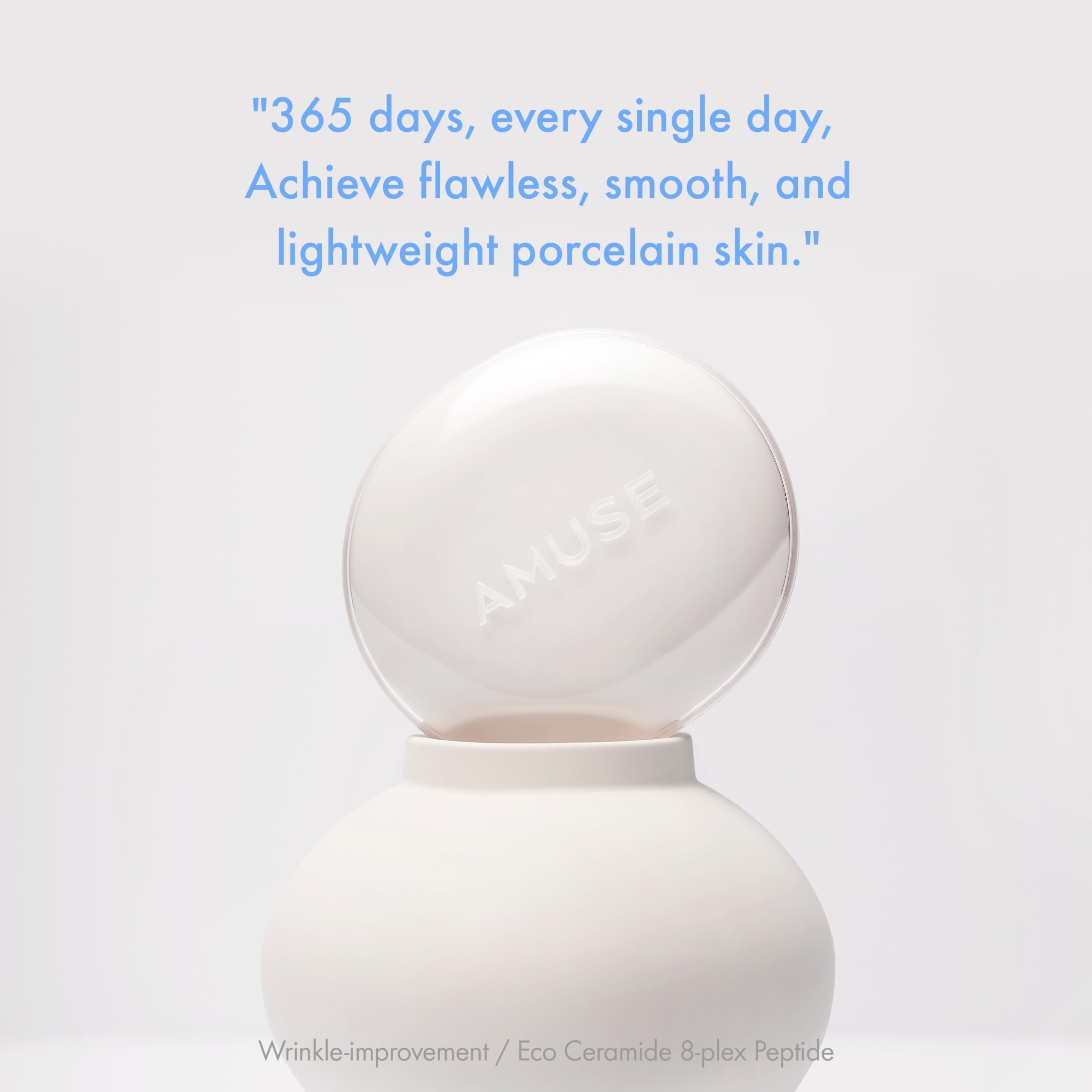 AMUSE SEOUL Ceramic Skin Perfector Cushion Foundation (01 PORCELAIN) - Flawless Coverage, Semi Matte Glow, Long Lasting, Lightweight Satin Finish, Vegan, Korean Beauty Makeup (15g / 0.52oz.)