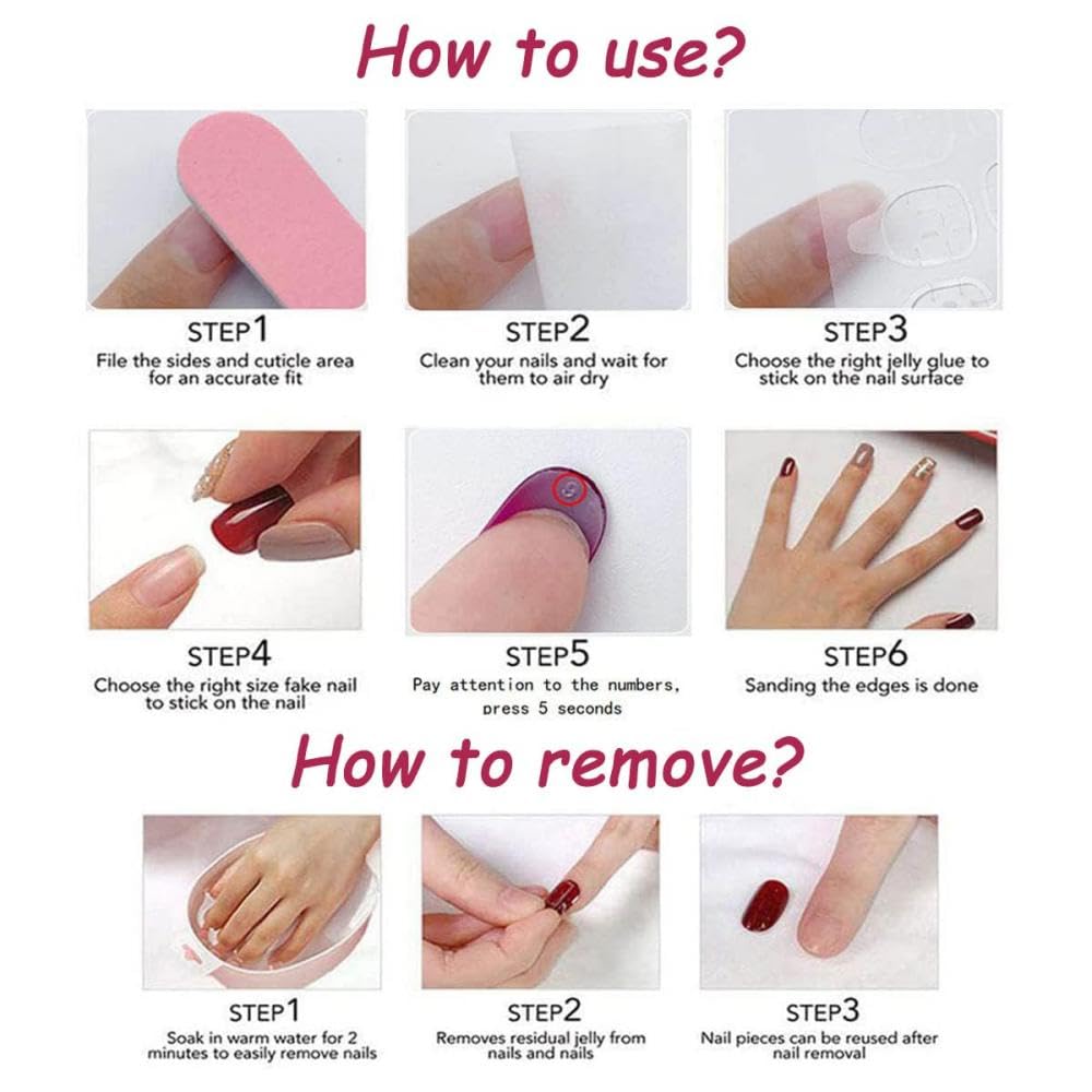 French Tips Press on Nails Medium Almond Nails Press on with 5D Flower Charm Design Glossy Brown Glue on Nails Water Ripple Rhinestones Fake Nail Reusable Fall Winter Nail for Women Manicure 24Pcs