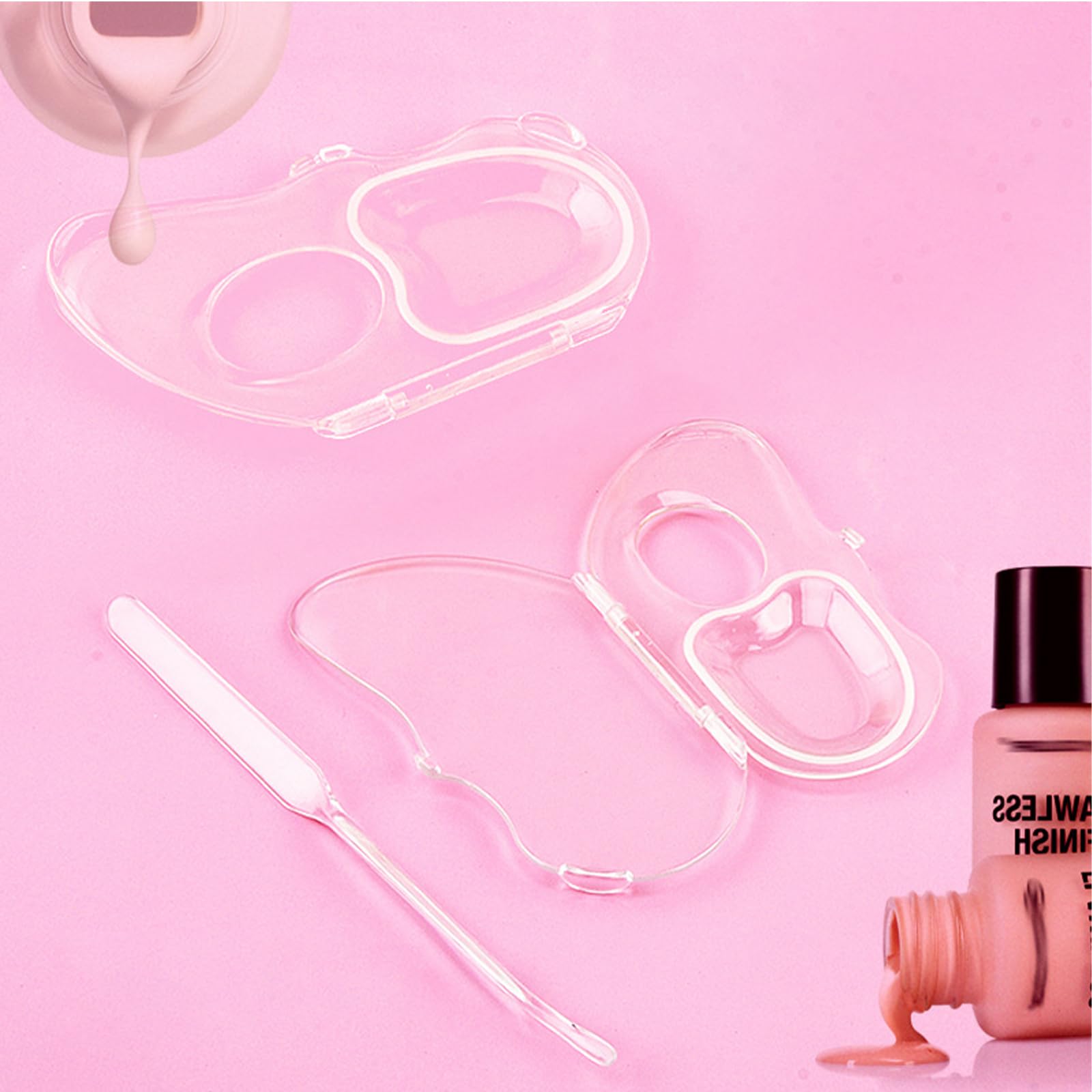 Makeup Mixing Palette, Acrylic Foundation Mixing Palette with Spatula and Storage Bag, Makeup Mixing Palette Tray for Liquid Makeup, Eyeshadow, Pigment Blending