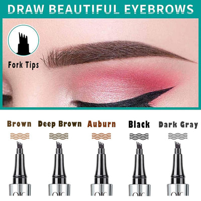 5 Colors Hair-like Strokes Eyebrow Pen, Mimics Natural Eyebrow Liquid Microfilling, Eye Brow Makeup by “Linble” (#5 Dark Gray)